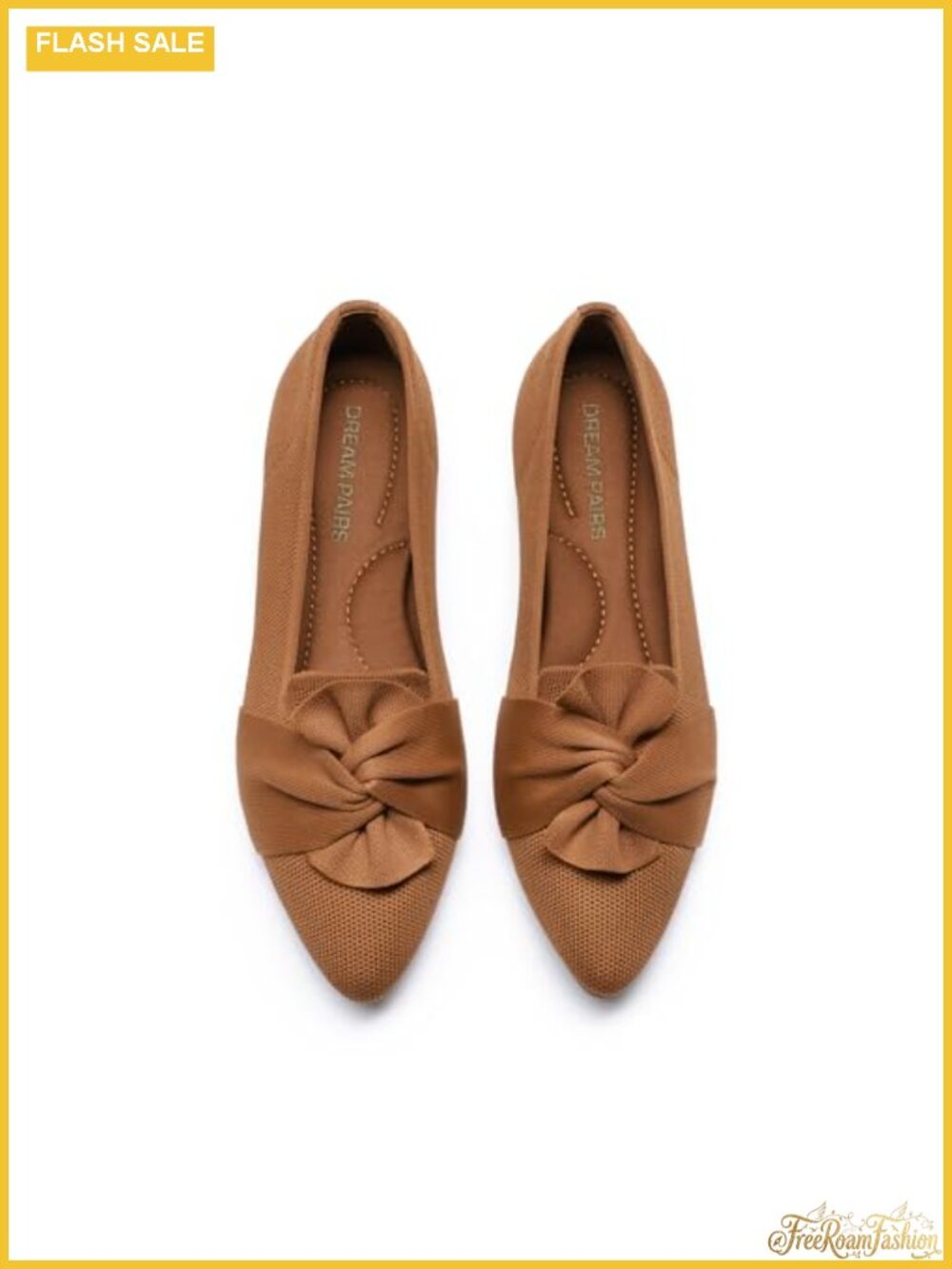 Women's Ballet Flats Pointed Toe Bow Knit Travel Foldable